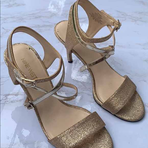 Nine West Gold Strappy Heels - Picture 3 of 7